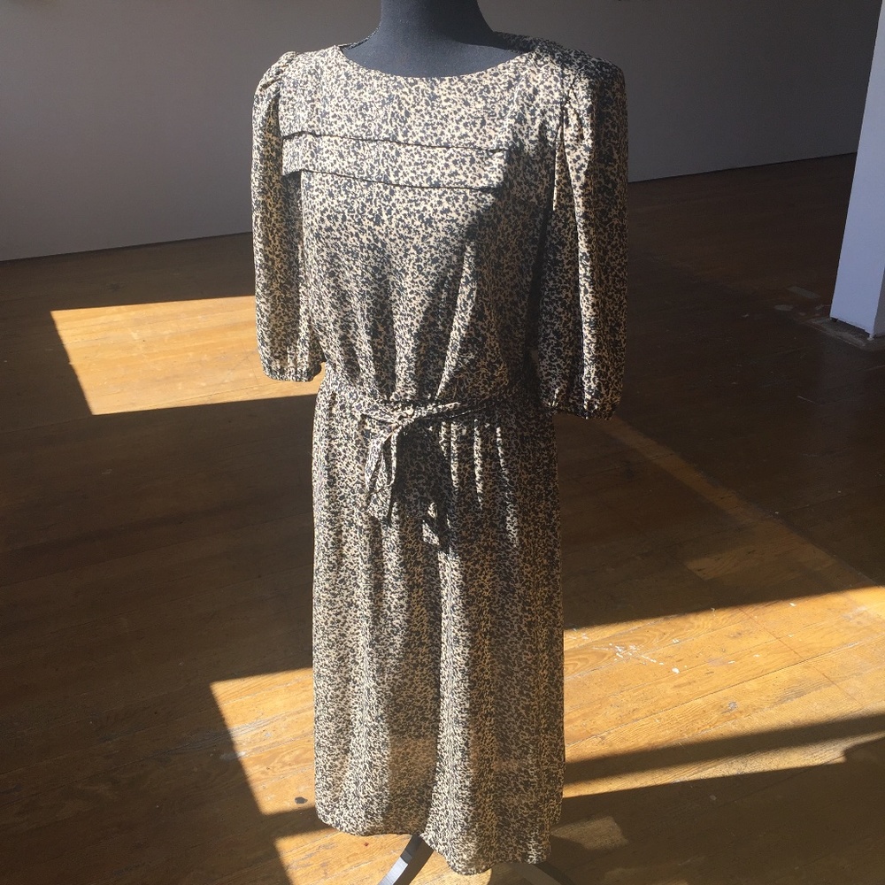 Vintage Tan and Black dress with matching belt